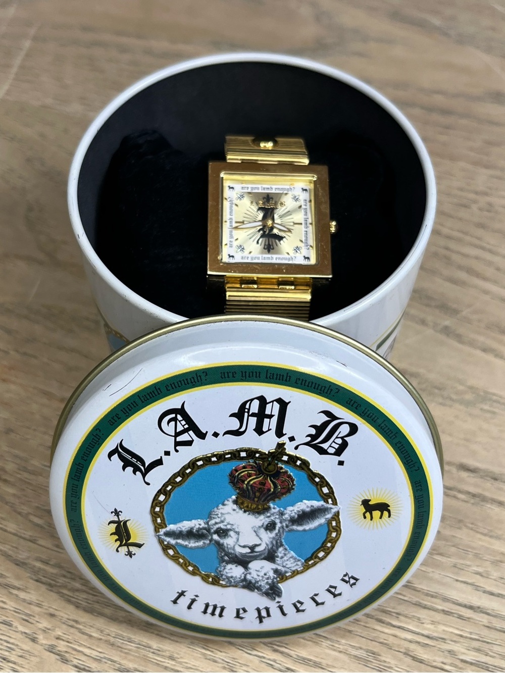 L.A.M.B. Vintage Y2K Gold Tone Watch Gwen Stefani Square Face Swiss Movement - Picture 5 of 5